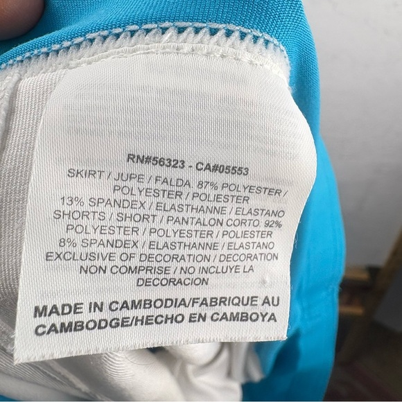 Nike Dri-Fit White and Blue Geometric Tennis Golf Skirt Stretchy Sz Large - Picture 9 of 10